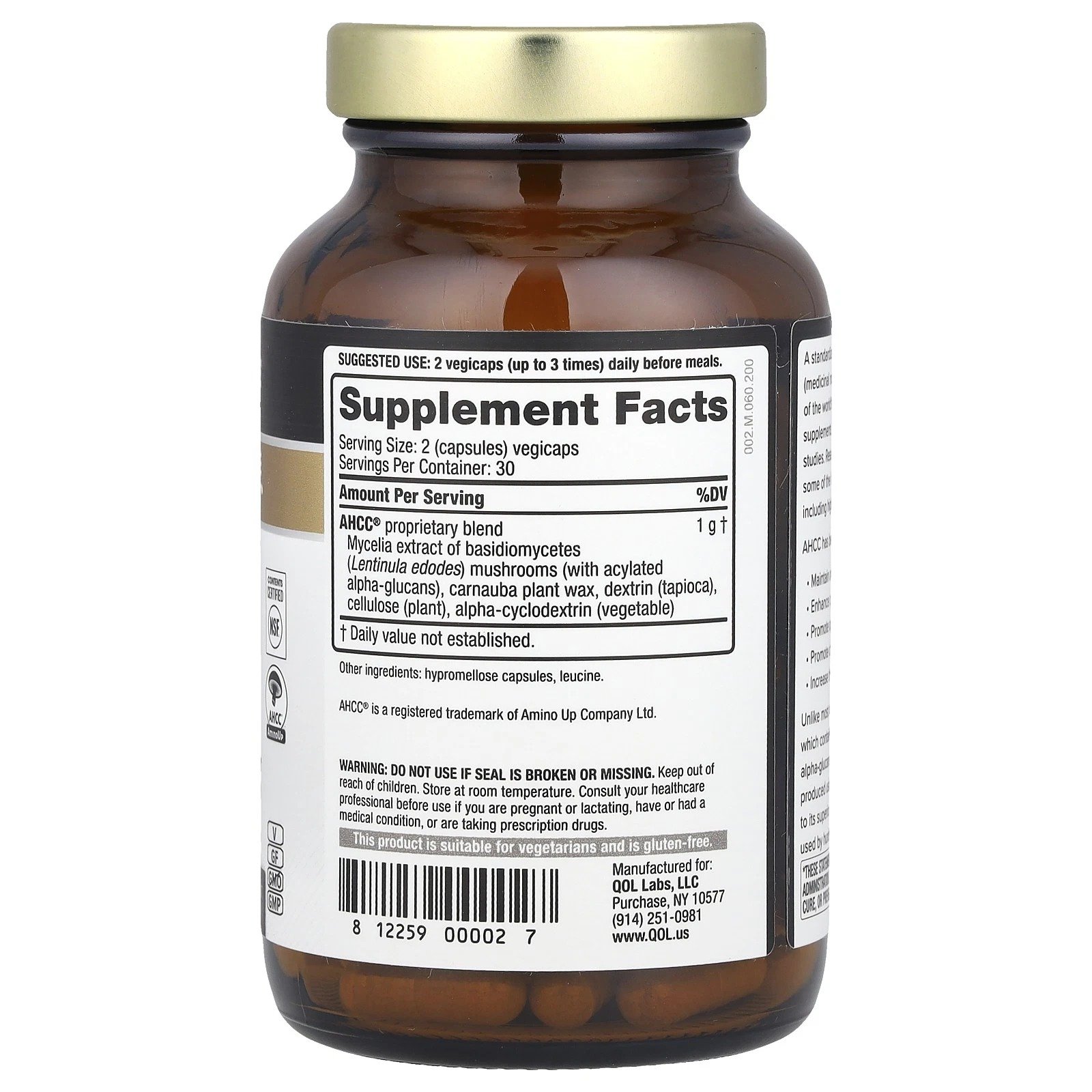 AHCC Gold 500mg Immune Support Supplement