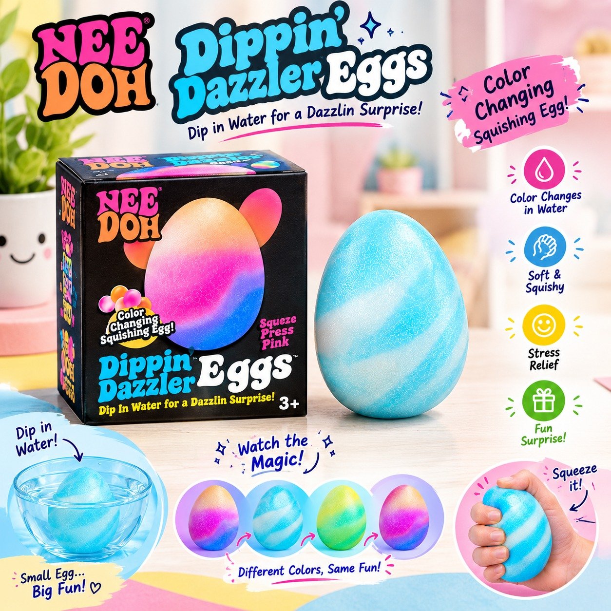 NeeDoh Swirlie Egg Squishy Sensory Fidget Toy
