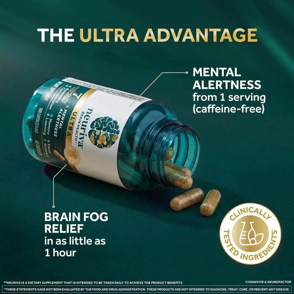 Neuriva Brain Health Ultra Supplement, 60 Count