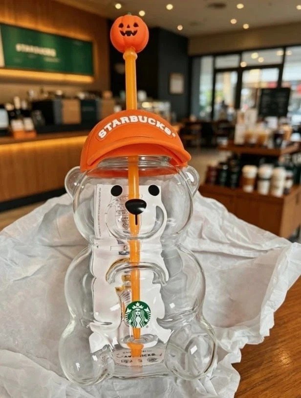 Starbucks Halloween Bearista Bear Tumbler Orange