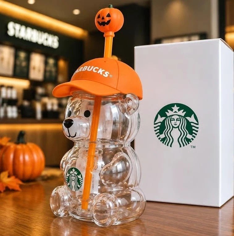 Starbucks Halloween Bearista Bear Tumbler Orange