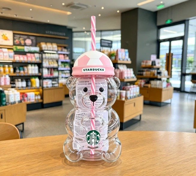 Starbucks Pink FIFA Football Glass Tumbler