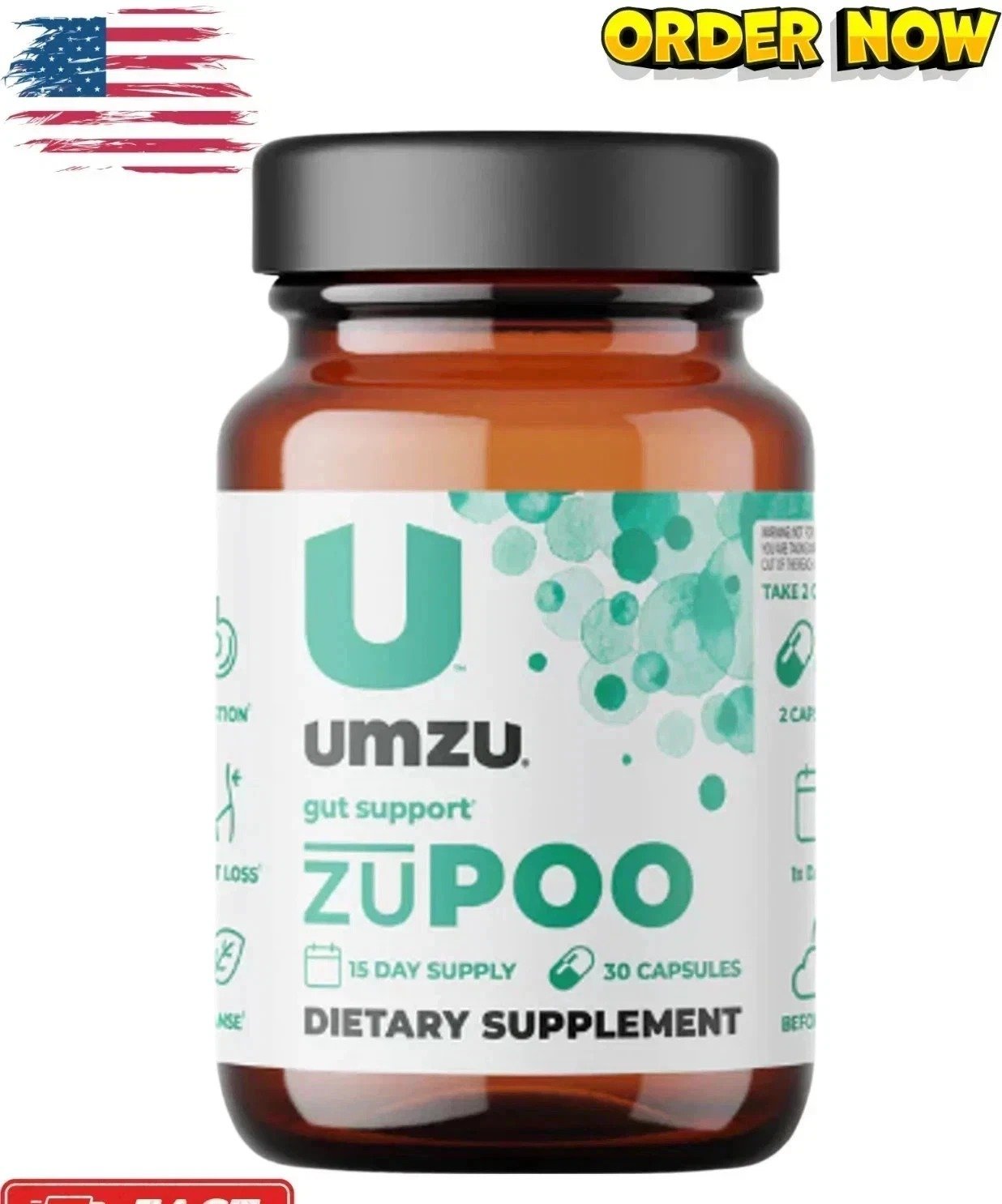 UMZU zuPOO Colon Cleanse & Gut Support, 30 Capsules