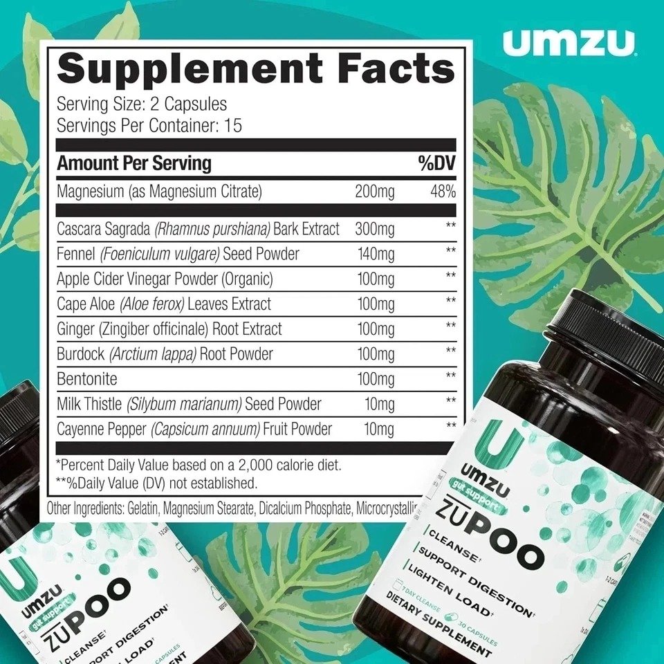 UMZU zuPOO Colon Cleanse & Gut Support, 30 Capsules