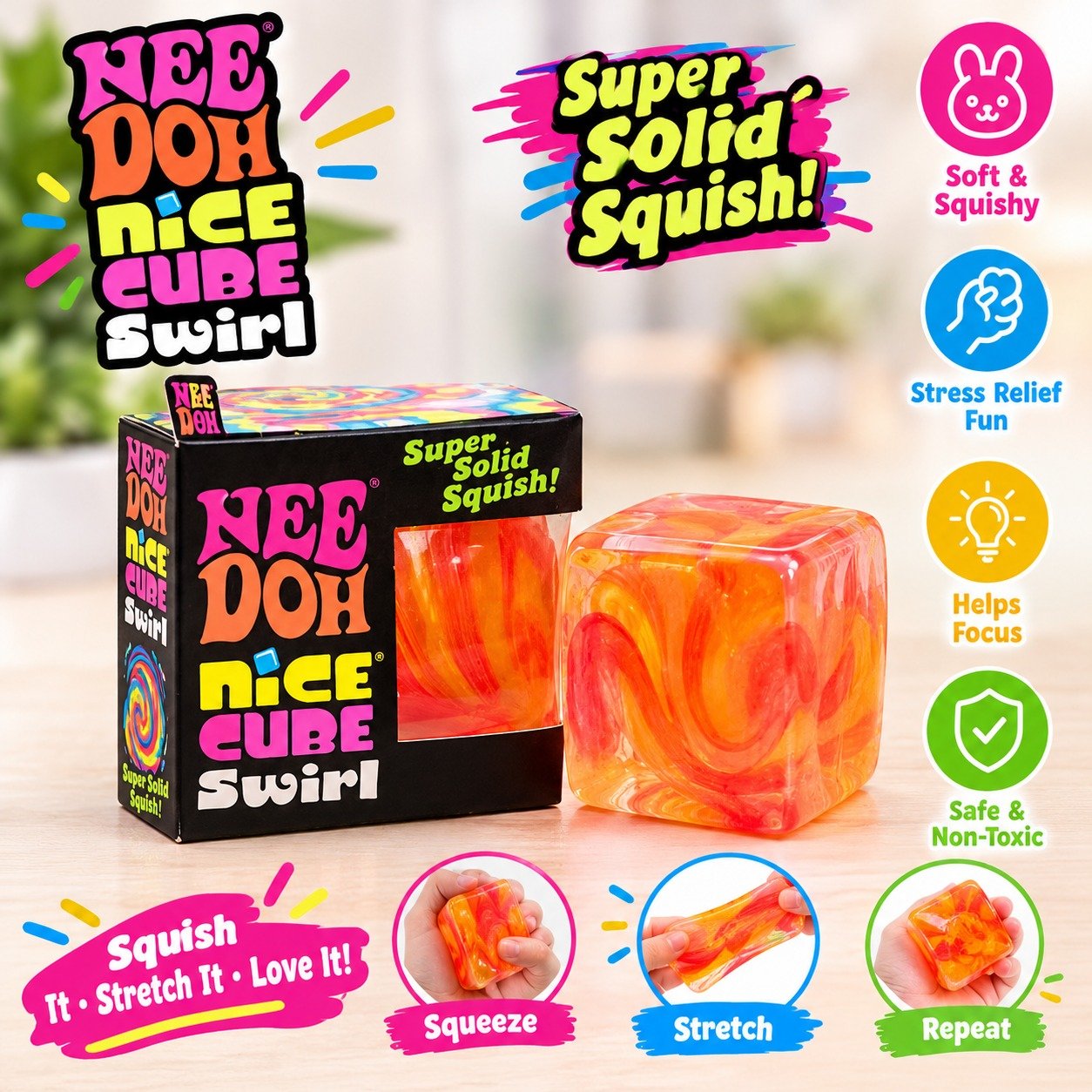 NeeDoh Nice Cube Squishy Sensory Fidget Toy